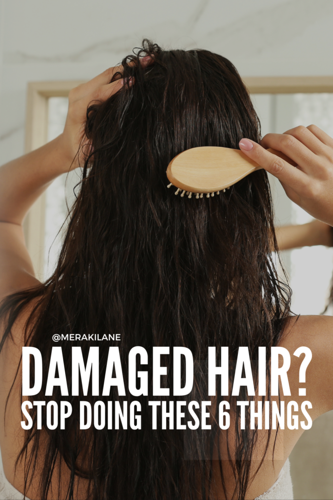 6 Habits that Are Ruining Your Hair & What To Do Instead | Did you know that everyday habits could be damaging your hair? Things like towel drying your hair, wearing tight ponytails, and using too much dry shampoo can damage your hair, leading to breakage, split ends, and more. In this post, we share common bad hair habits and why they are so damaging, and we provide alternative tips and hacks to repair and improve your hair health to help you grow your hair faster.