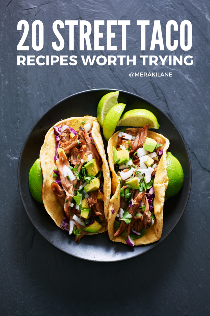 20 Authentic Street Taco Recipes with Hit the Spot | Unlike American sized tacos, Mexican tacos are made from small, corn tortillas and served with minimal garnishes. They are so easy to make and this post explains how to make them at home. Click for taco making tips plus 20 beginner recipes that are equal parts easy and delicious. Whether you like your tacos with shrimp, fish, carne asada, or shredded chicken, we have a recipe for you!