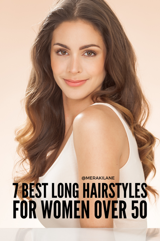 7 Best Long Hairstyles for Women Over 50 | Who says older women need to have short hair? Not us! While the texture of your hair changes in perimenopause and menopause, investing in the right haircare products and making a few changes to your haircare routine will allow you to grow your hair no matter what your age is. In this post we share hydrating hair routine tips, hacks, and products for women 50+ as well as the best long hairstyles and haircuts to make you look and feel your best!